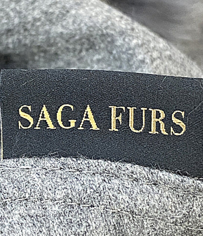 美品 SAGA FURS サガファーズ ポンチョ グレー系 J-6337 レディース SIZE M-L