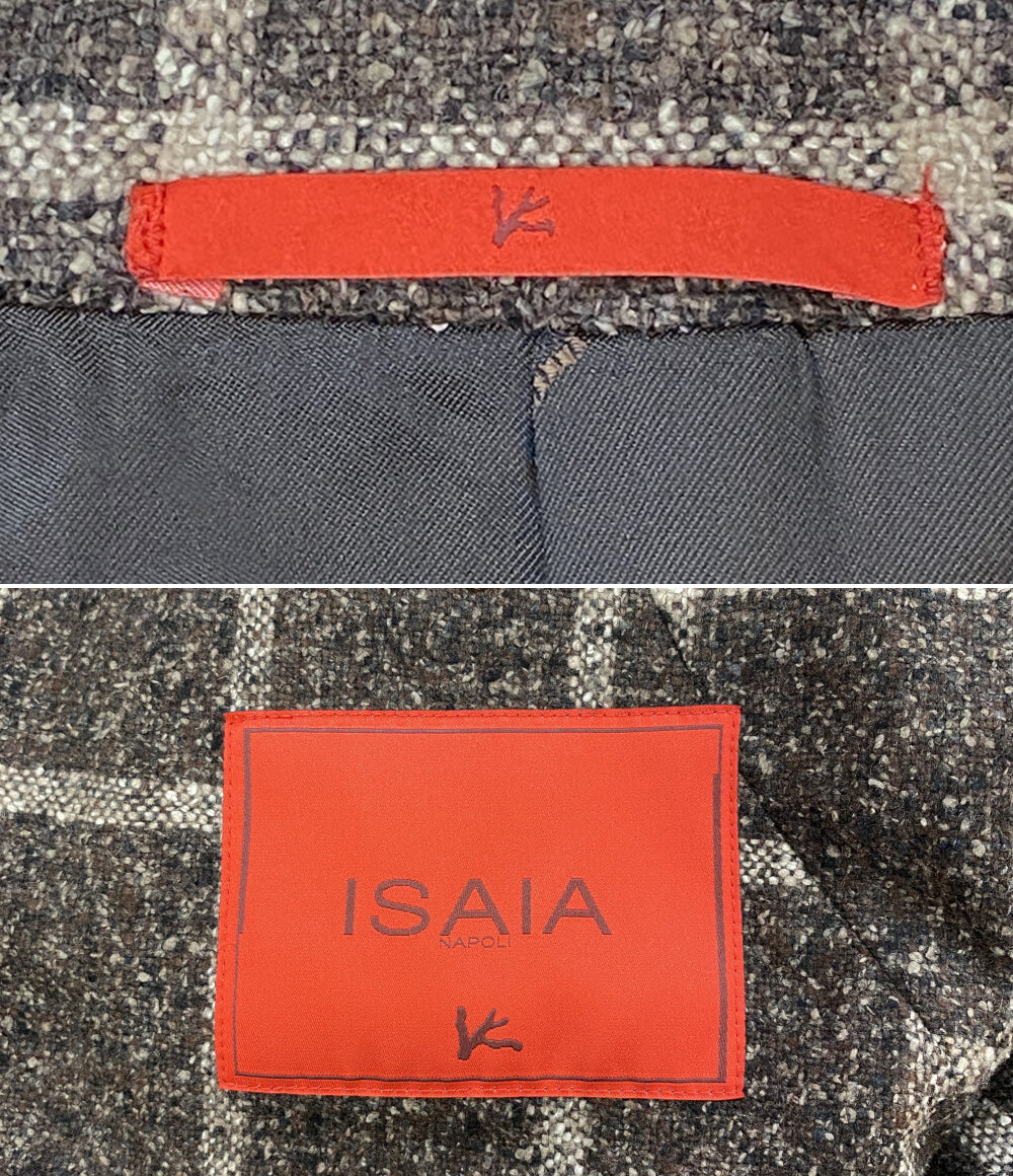 ISAIA イザイア テーラードジャケット ブラウンチェック メンズ SIZE 46