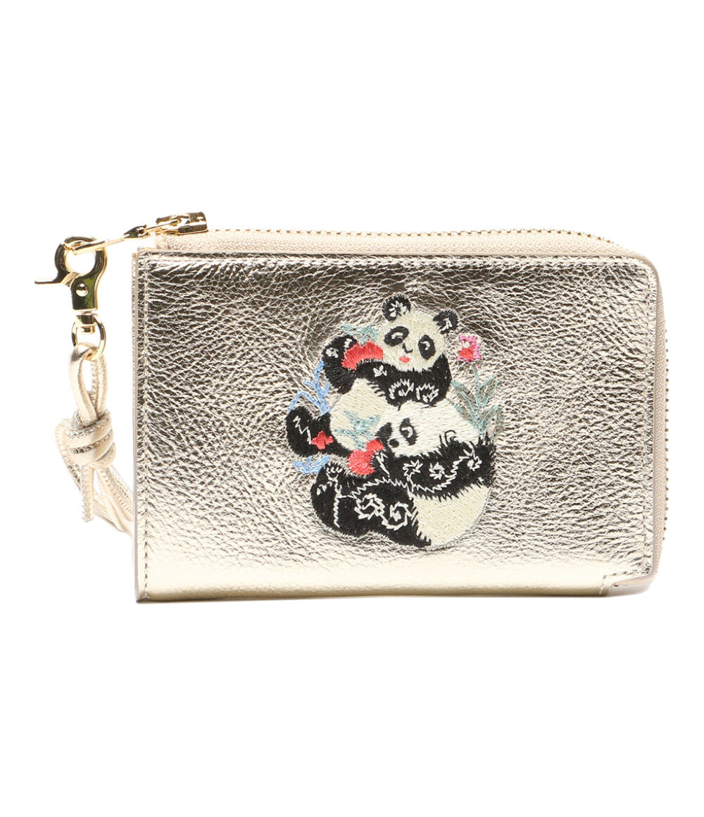 美品 KEITAMARUYAMA×imuramm イムラム 二つ折り財布 パンダ刺繍ミニウォレット レディース ケイタマルヤマ