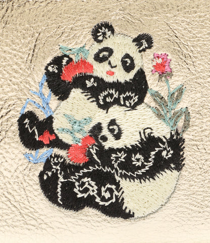 美品 KEITAMARUYAMA×imuramm イムラム 二つ折り財布 パンダ刺繍ミニウォレット レディース ケイタマルヤマ