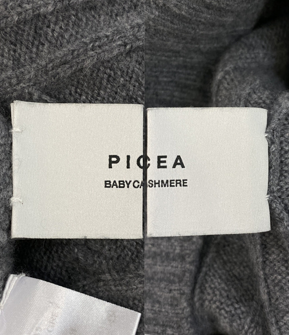 PICEA BABY CASHMERE ピセア ベイビーカシミヤ タートルネックニット グレー レディース SIZE M