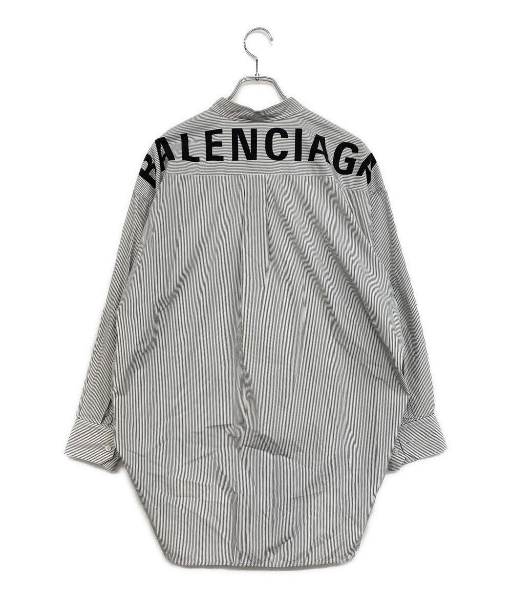 美品 BALENCIAGA 長袖シャツ ボウタイシャツ ストライプ 18SS レディース SIZE 34 バレンシアガ