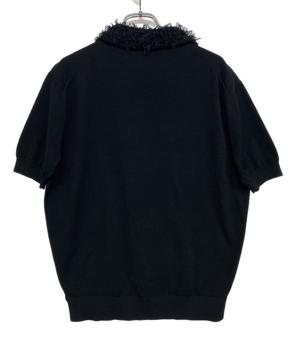 Drawer ニット ブラック フリンジカラ- 6518-1-990561 レディース SIZE 1 ドゥロワー