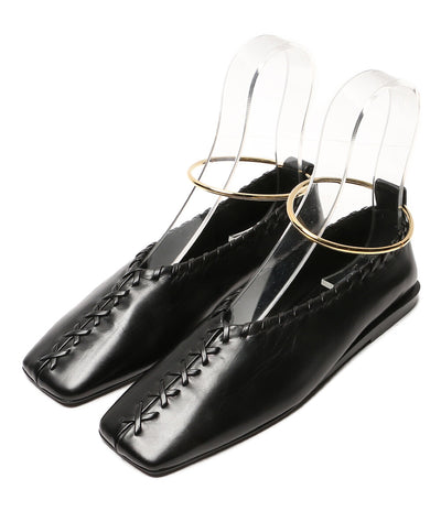 美品 Jil sander パンプス メタルアンクレット レザー バレリーナ レディース SIZE 35 ジルサンダー