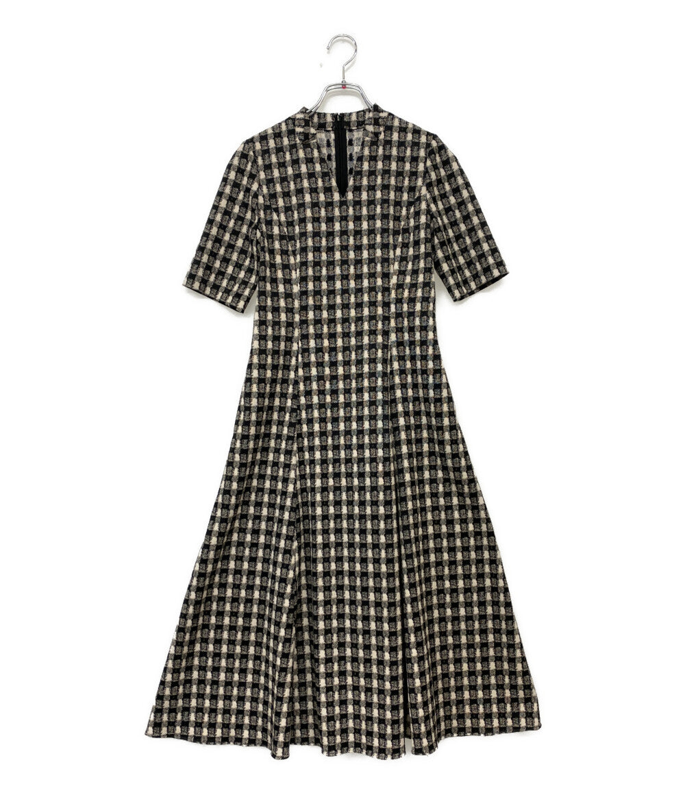 ANAYI ツイーディージャガードキーホールネックワンピース レディース SIZE 36 アナイ