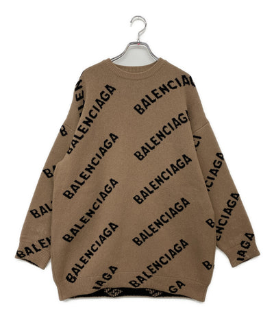BALENCIAGA 長袖ニット 620983 ロゴ ブラウン メンズ SIZE L バレンシアガ