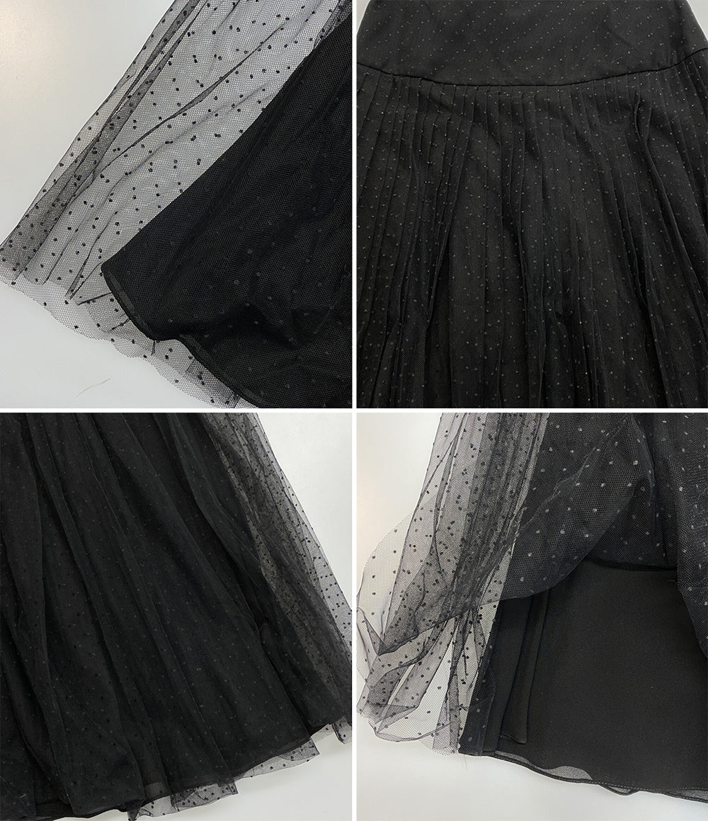 Christian Dior チュールスカート 841J50A8810 ドット ブラック レディース SIZE 34 クリスチャンディオール