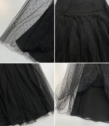 Christian Dior チュールスカート 841J50A8810 ドット ブラック レディース SIZE 34 クリスチャンディオール