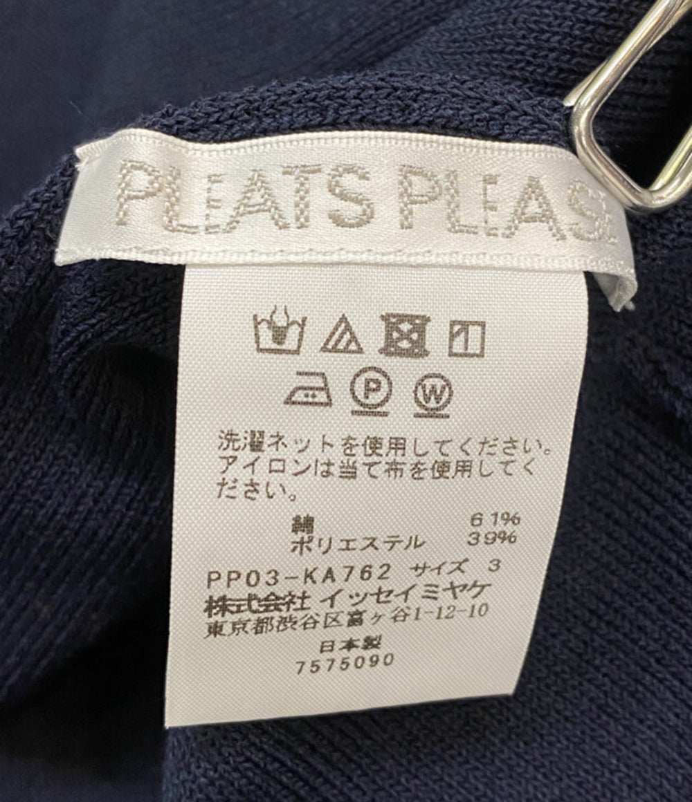 PLEATS PLEASE ニットコート 切替 PP03-K762 レディース SIZE 3 プリーツプリーズ