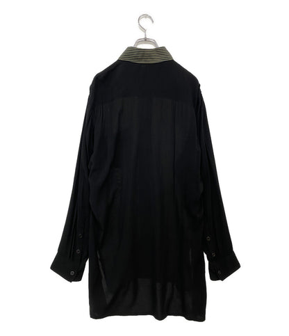 YOHJI YAMAMOTO POUR HOMME 長袖シャツ レーヨンストライプ切替バックロングシャツ HX-B46-818 21AW メンズ SIZE 2 ヨウジヤマモトプールオム