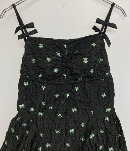 snidel キャミワンピース ブラック フラワー刺繍 24SS SWFO242018 レディース SIZE 1 スナイデル