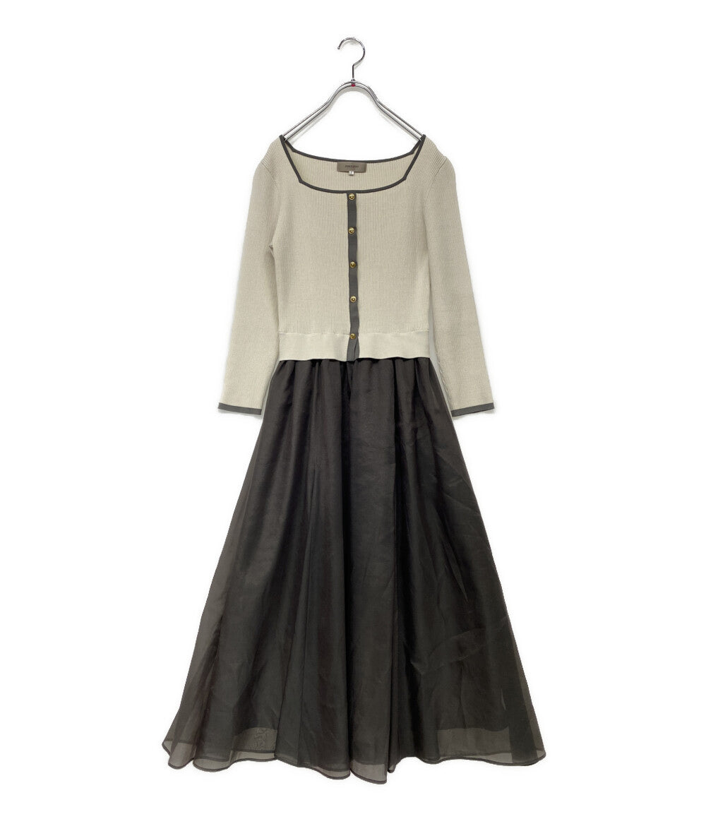 美品 JUSGLITTY 長袖ワンピース 45365560 スクエアカーデドッキングワンピース レディース SIZE 1 ジャスグリッティー