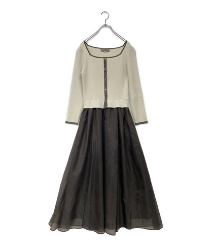 美品 JUSGLITTY 長袖ワンピース 45365560 スクエアカーデドッキングワンピース レディース SIZE 1 ジャスグリッティー