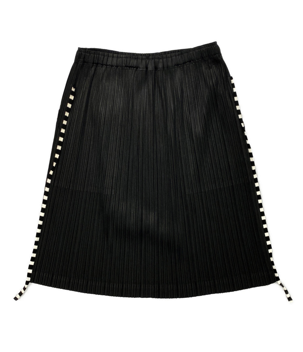 PLEATS PLEASE サイドボーダーラインオーバースカート PP01-JG722 レディース SIZE 3 プリーツプリーズ