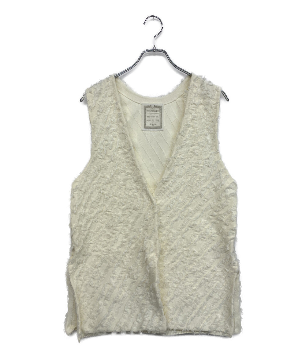 美品 BEARDSLEY ベスト ホワイト フリンジ BEZ1041107A0002 レディース SIZE F ビアズリー