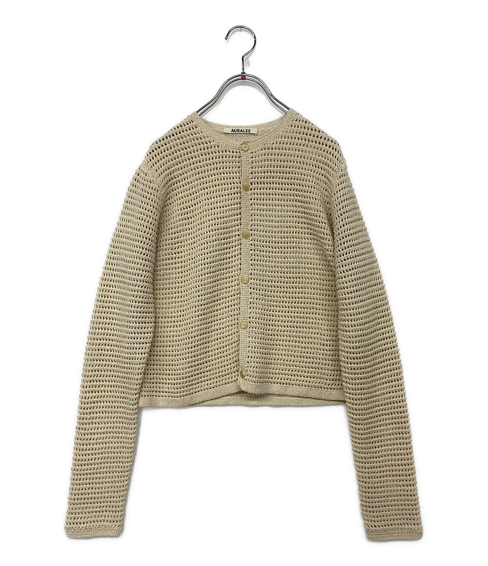 美品 AURALEE メッシュニットカーディガン アイボリー 26SS A26SC03SS レディース SIZE 1 オーラリー