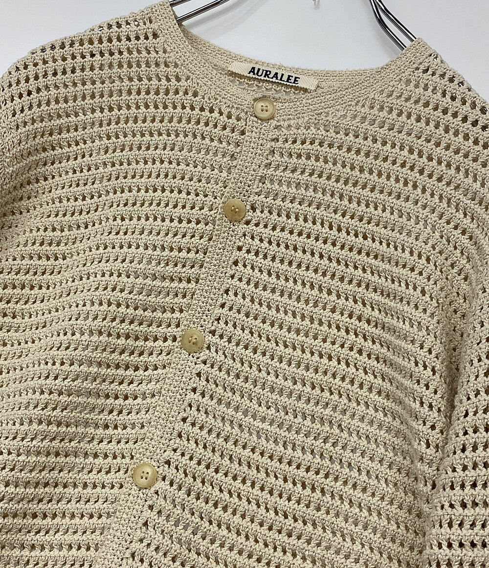 美品 AURALEE メッシュニットカーディガン アイボリー 26SS A26SC03SS レディース SIZE 1 オーラリー