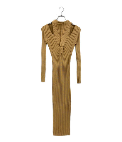 Acler アクラー 長袖ワンピース Collins Dress リブ ベージュ レディース SIZE 6