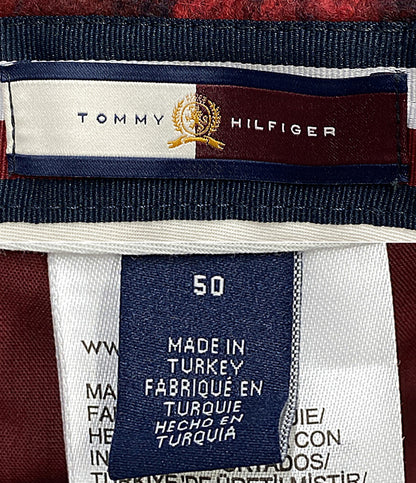 美品 TOMMY HILFIGER パンツ チェック レッド系 メンズ SIZE 50 トミーヒルフィガー