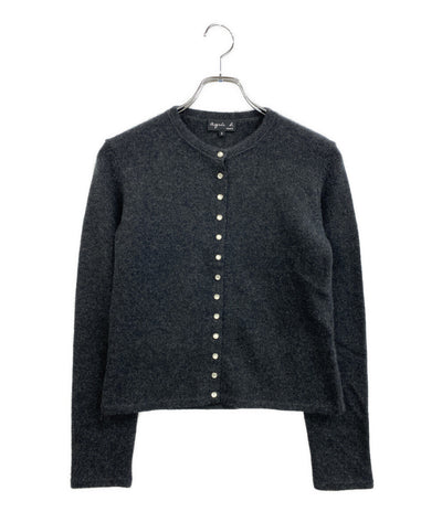 美品 Agnes b ニットカーディガン カシミヤ100 ダークグレー 1T06LR47 レディース SIZE 2 アニエスベー