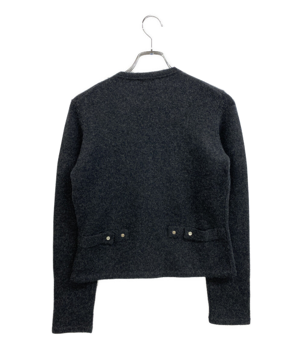 美品 Agnes b ニットカーディガン カシミヤ100 ダークグレー 1T06LR47 レディース SIZE 2 アニエスベー