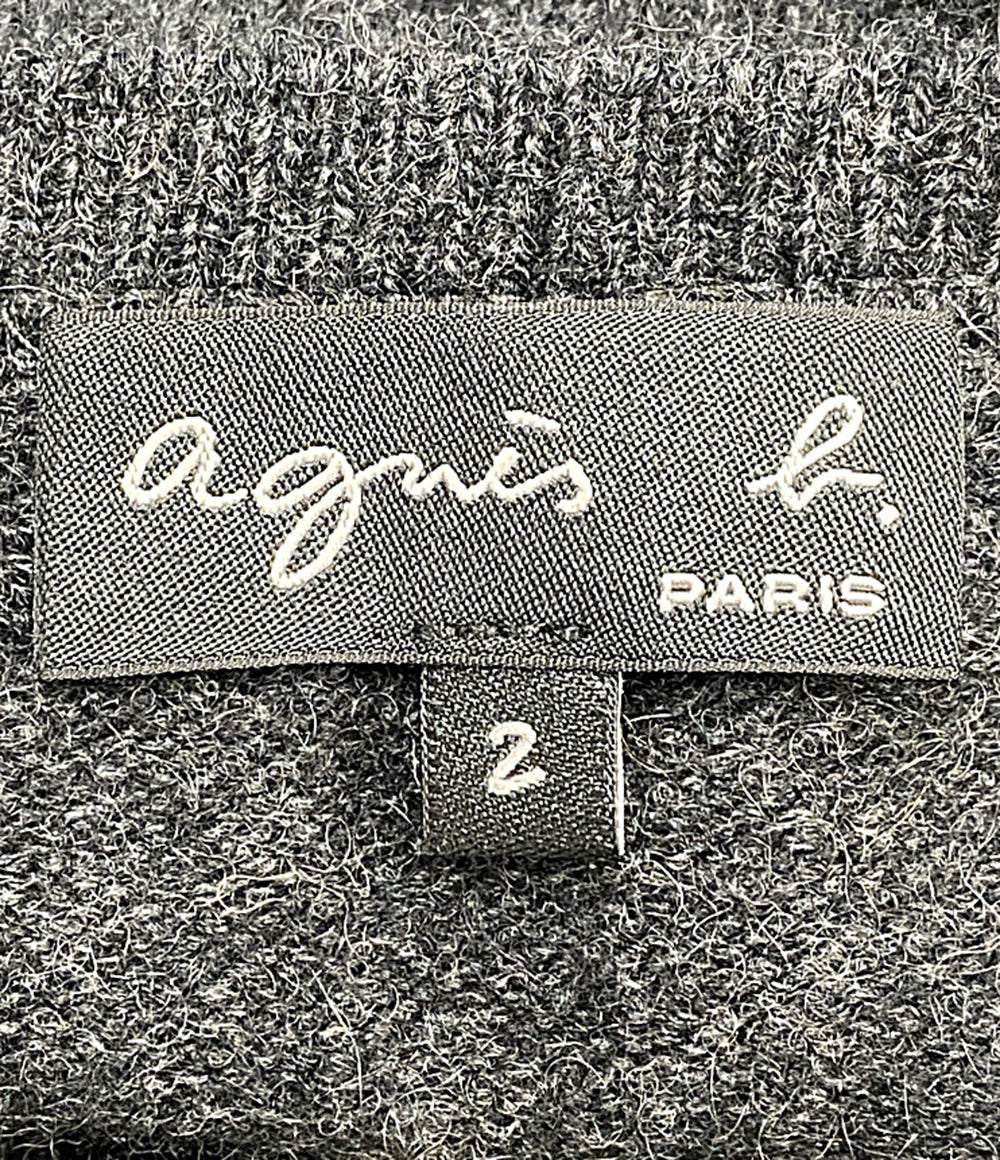 美品 Agnes b ニットカーディガン カシミヤ100 ダークグレー 1T06LR47 レディース SIZE 2 アニエスベー