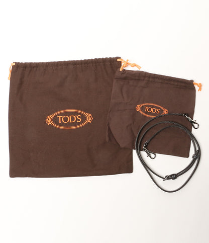 美品 TOD'S ショルダーバッグ ネイビー Tタイムレス マイクロ 2way レディース トッズ