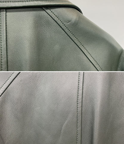 HUGO BOSS ロングコート レザー グリーン レディース SIZE UK4 ヒューゴボス