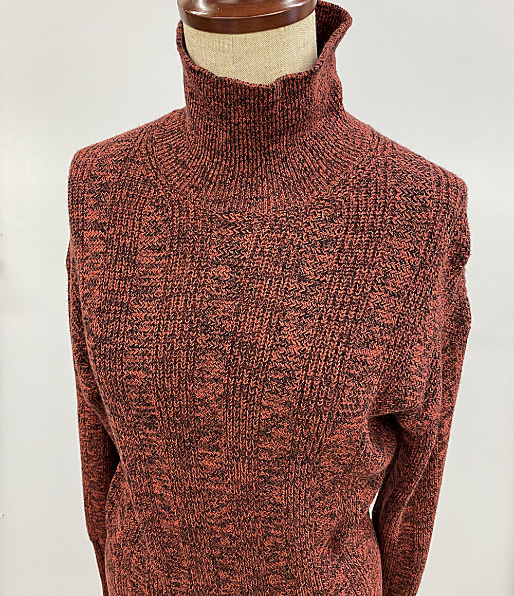 美品 KENZO 長袖ワンピース レッド ハイネックリブニット マキシ Kロゴワッペン レディース SIZE XS ケンゾー