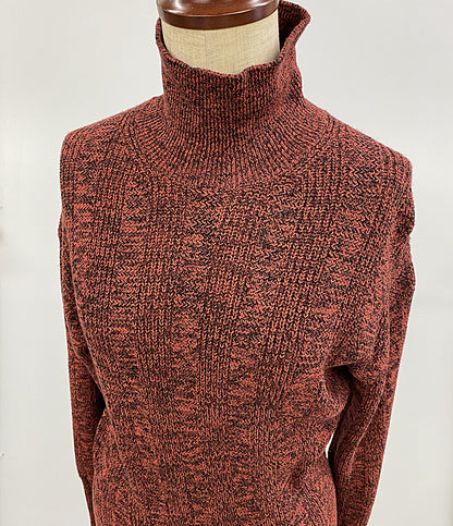 美品 KENZO 長袖ワンピース レッド ハイネックリブニット マキシ Kロゴワッペン レディース SIZE XS ケンゾー