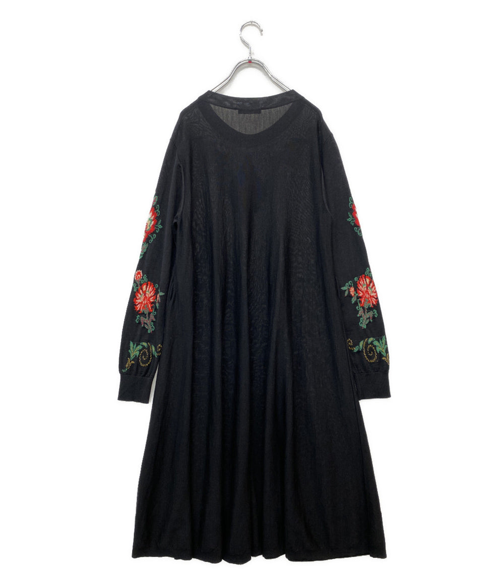 ETRO 長袖ニットワンピース Aライン ウールシルク ブラック レディース SIZE 42 エトロ