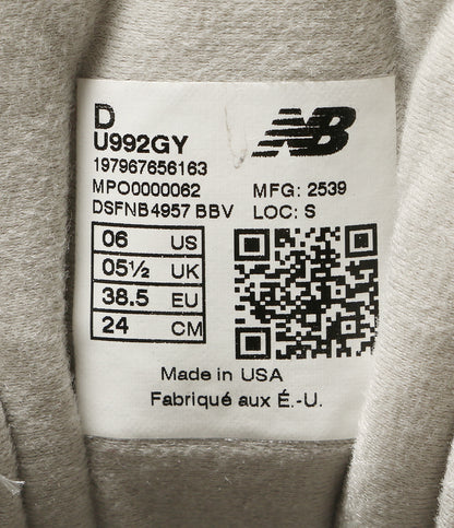 美品 new balance スニーカー U992GY Made in USA 992 Core レディース SIZE 24cm ニューバランス