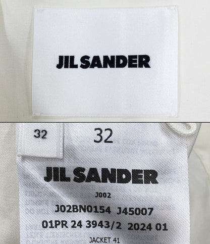 美品 Jil sander ノーカラージャケット J02BN0154 ホワイト レディース SIZE 32 ジルサンダー