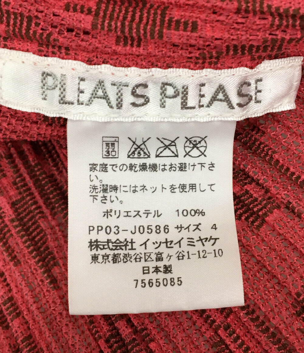 PLEATS PLEASE カーディガン 総柄 アプリコット レディース SIZE 4 プリーツプリーズ