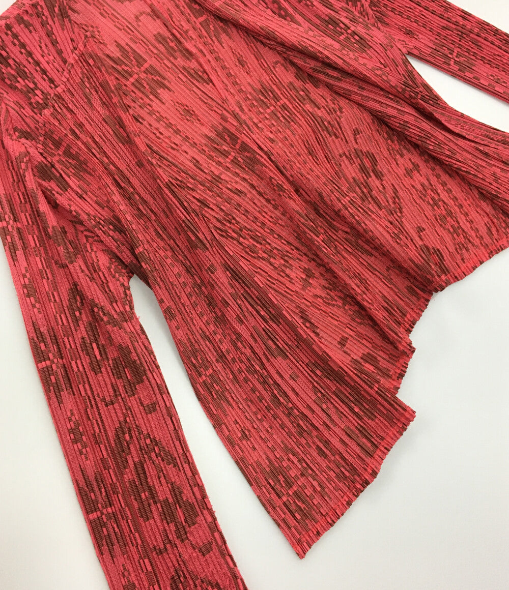 PLEATS PLEASE カーディガン 総柄 アプリコット レディース SIZE 4 プリーツプリーズ