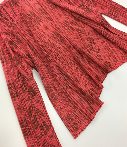 PLEATS PLEASE カーディガン 総柄 アプリコット レディース SIZE 4 プリーツプリーズ