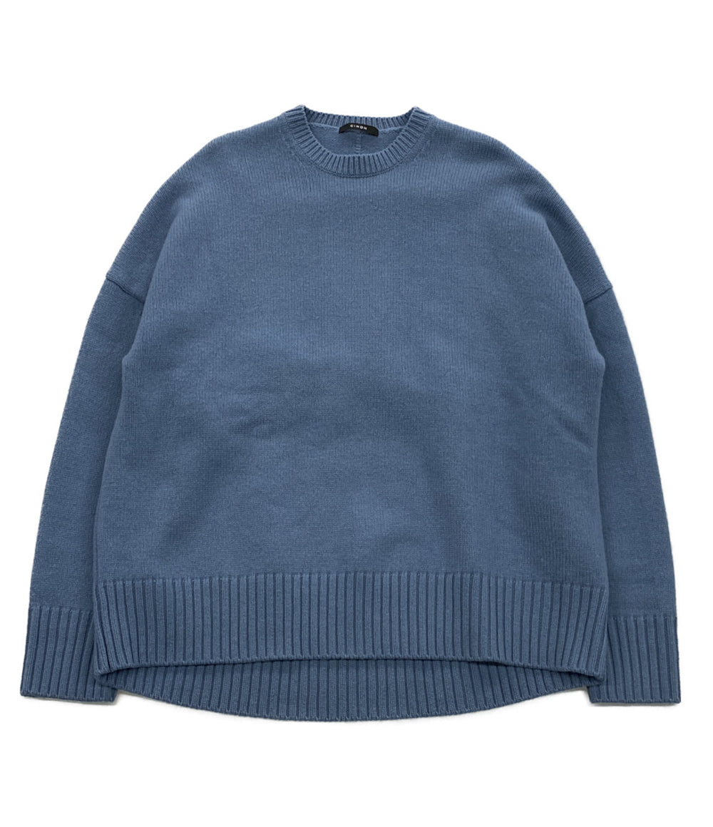 CINOH チノ ニット オーバーサイズウールニット スモーキーブルー レディース SIZE 48