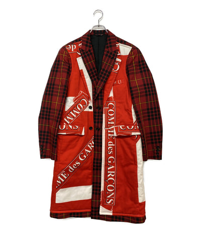 美品 COMME des GARCONS HOMME PLUS レイヤードチェックコート 20AW PF-J052 メンズ SIZE S コムデギャルソンオムプリュス