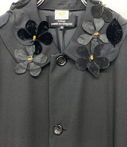 TRICOT COMME des GARCONS ステンカラーコート フラワーモチーフカラー TC-05005M レディース SIZE M トリココムデギャルソン