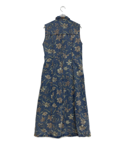 美品 AMERI アメリ ノースリーブワンピース 花柄 デニム 0125105911220 レディース SIZE S