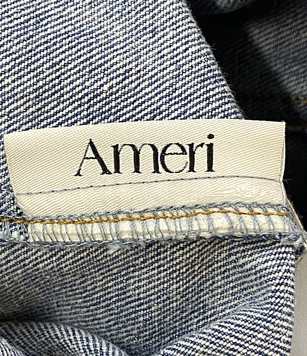 美品 AMERI アメリ ノースリーブワンピース 花柄 デニム 0125105911220 レディース SIZE S
