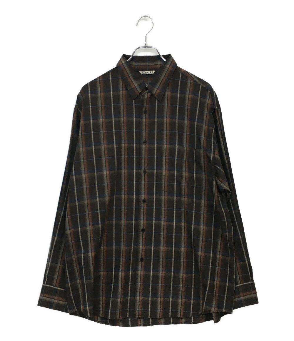 美品 AURALEE 長袖シャツ チェック ブラウン系 24SS A24SS01LC メンズ SIZE 4 オーラリー