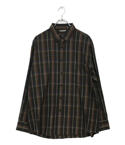 美品 AURALEE 長袖シャツ チェック ブラウン系 24SS A24SS01LC メンズ SIZE 4 オーラリー