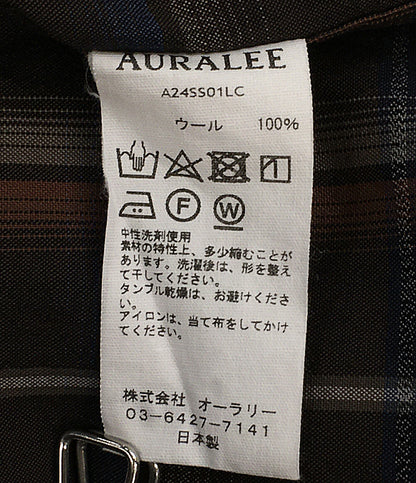 美品 AURALEE 長袖シャツ チェック ブラウン系 24SS A24SS01LC メンズ SIZE 4 オーラリー