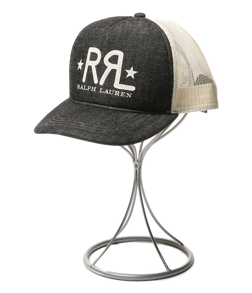 美品 RRL RALPH LAUREN キャップ RANCH ロゴ デニム トラッカー ブラック メンズ ダブルアールエル