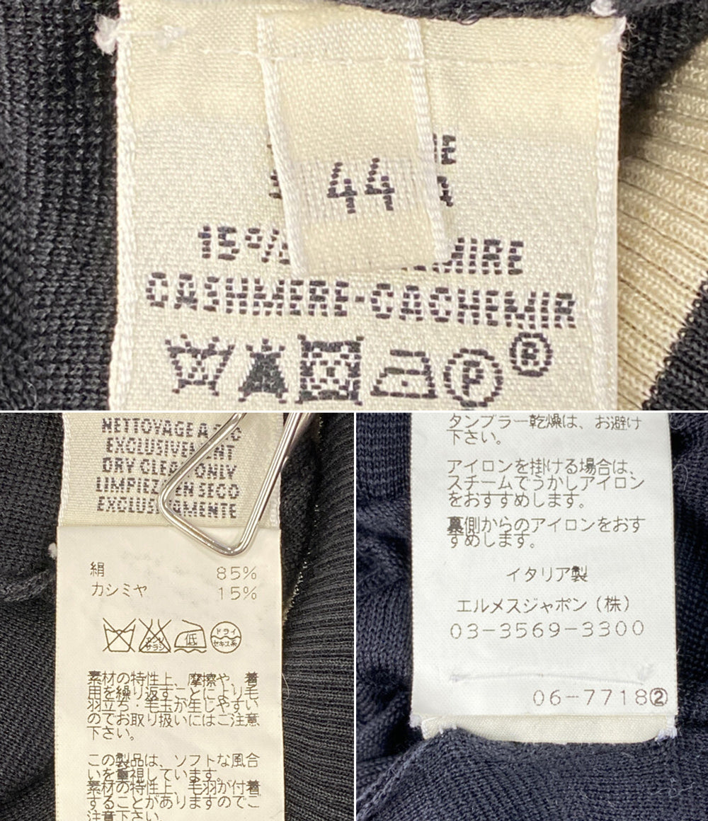 HERMES カーディガン ブラック シルク カシミヤ レディース SIZE 44 エルメス