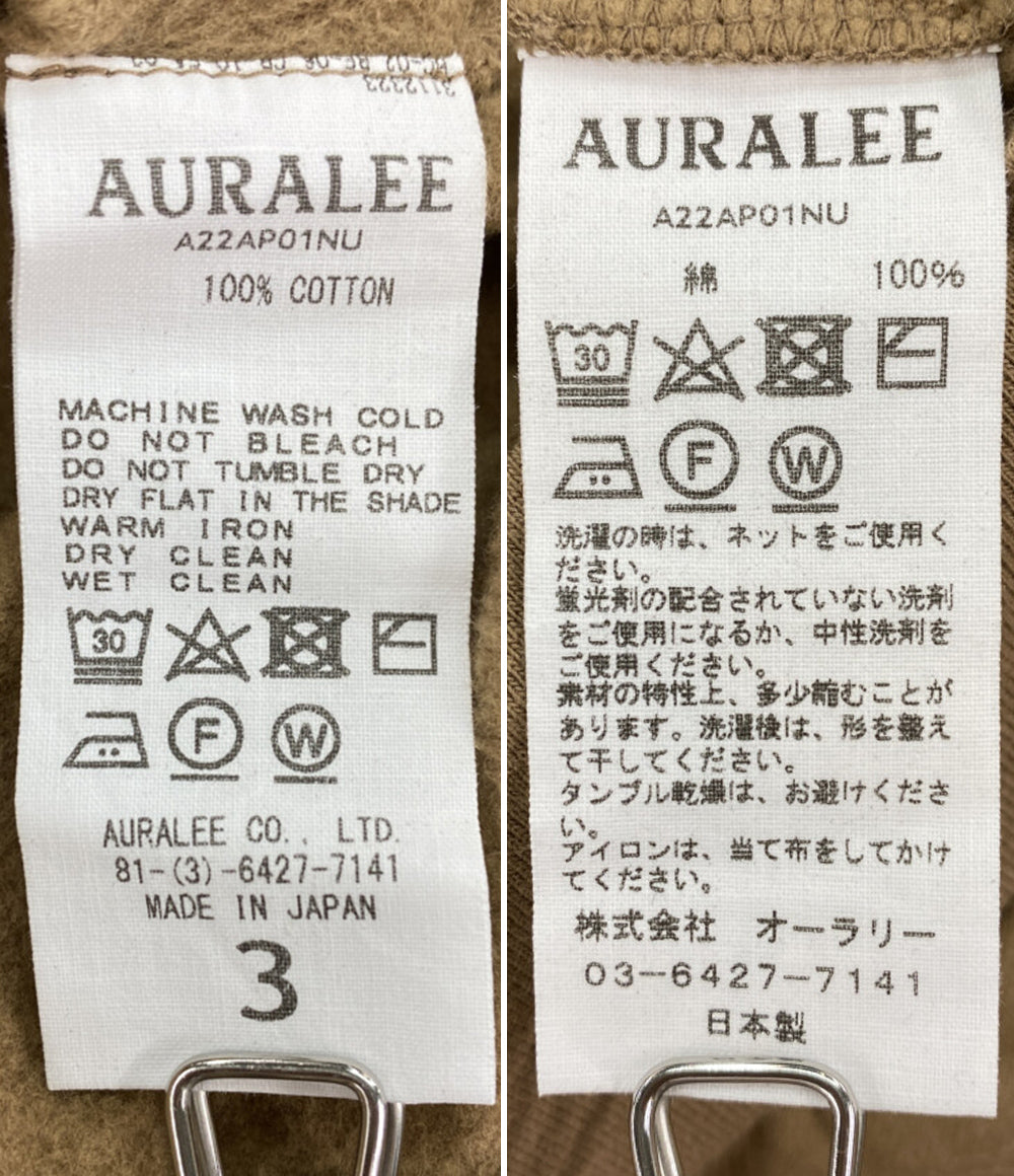 AURALEE スウェット ELASTIC HIGH GAUGE SWEAT PO BROWN メンズ SIZE 3 オーラリー