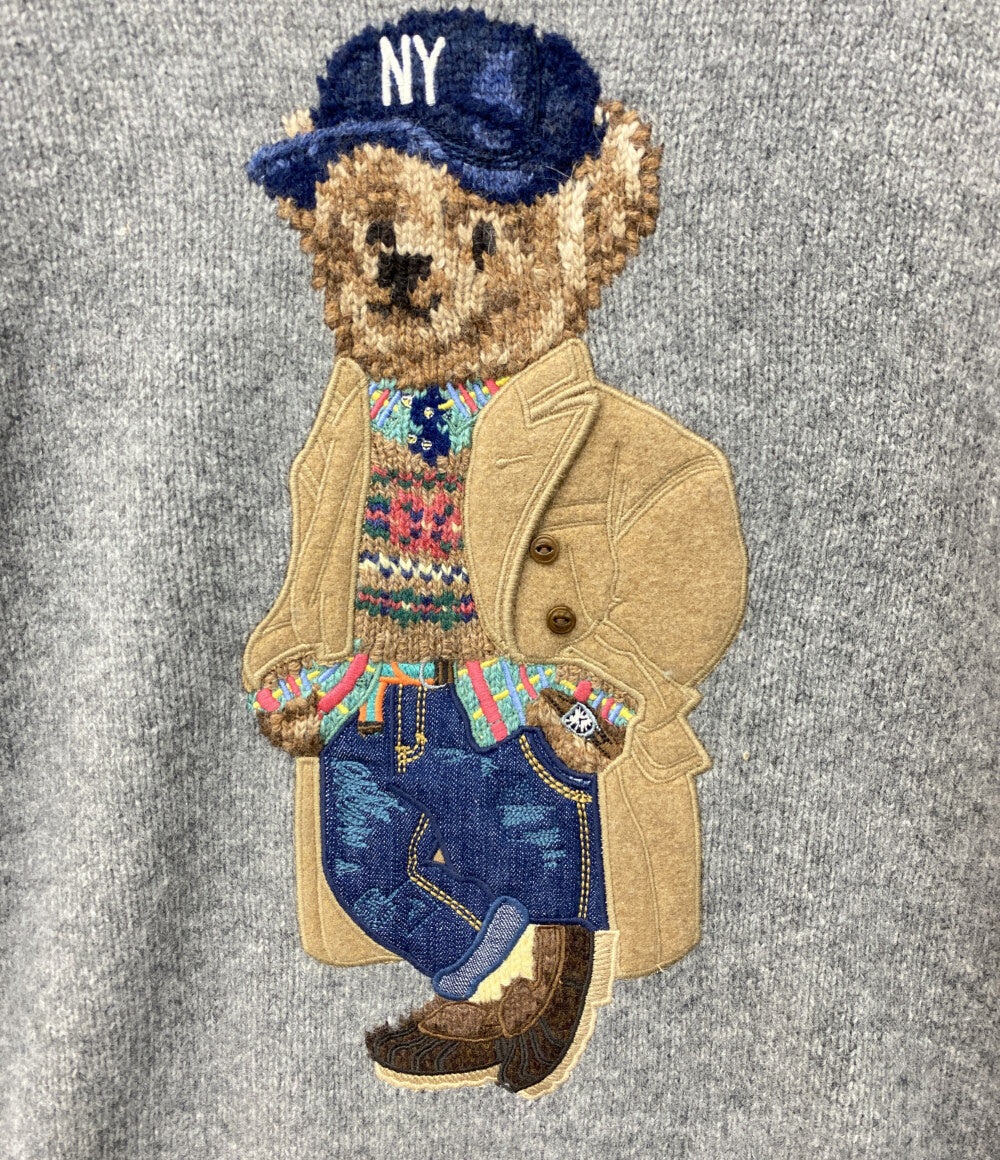 美品 POLO RALPH LAUREN 長袖ニット RELAX FIT POLO BEAR SWEATER GREY 26FW メンズ SIZE L ポロ・ラルフローレン