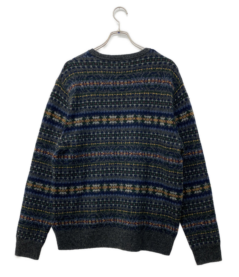 美品 POLO RALPH LAUREN 長袖ニット FAIR ISLE WOOL JUMPER NAVY メンズ SIZE L ポロ・ラルフローレン