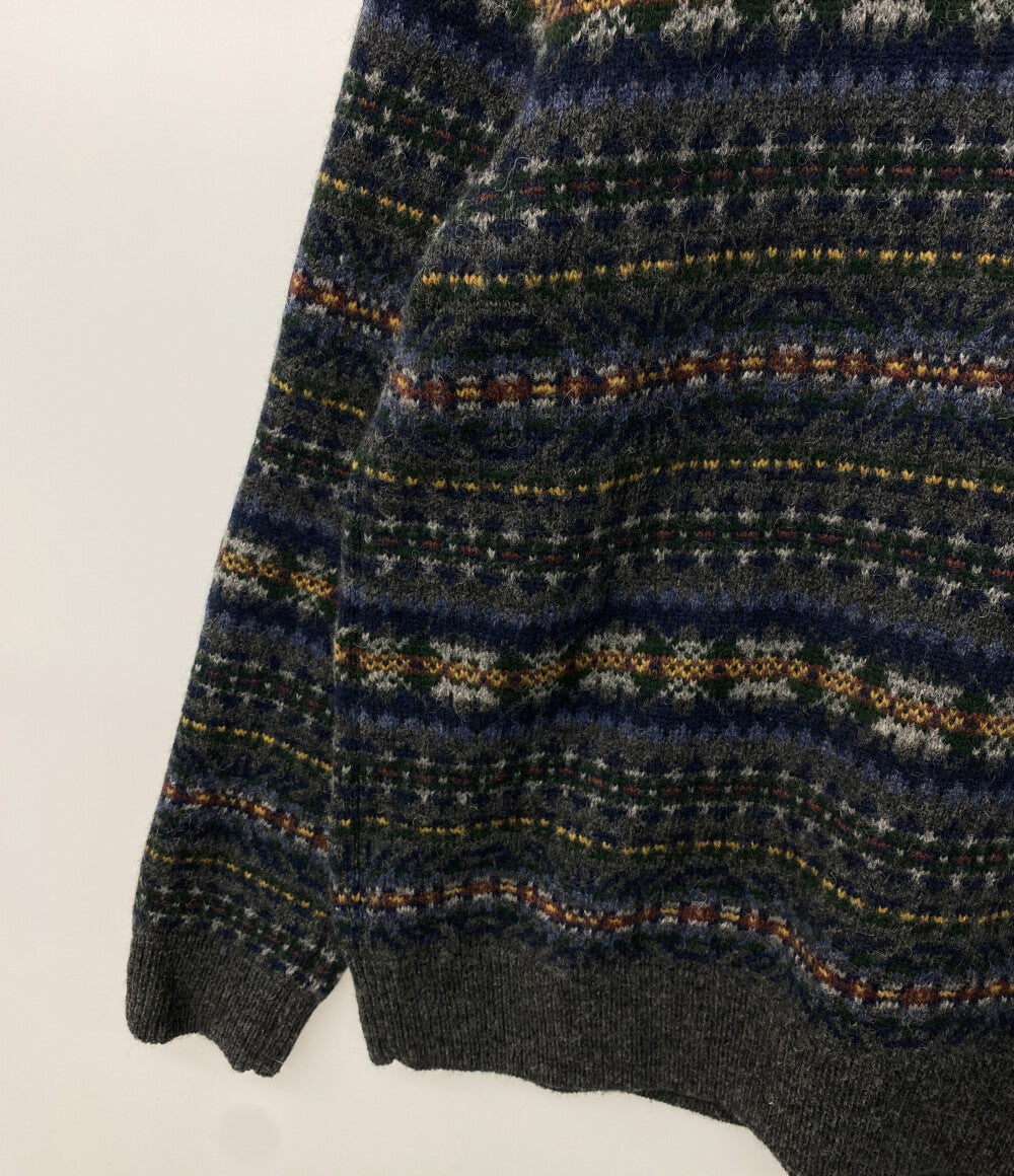 美品 POLO RALPH LAUREN 長袖ニット FAIR ISLE WOOL JUMPER NAVY メンズ SIZE L ポロ・ラルフローレン